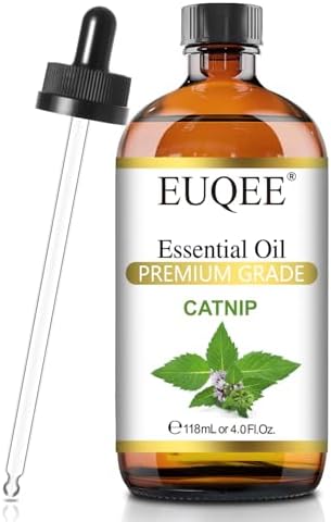 EUQEE Catnip Essential Oil 118ml Catnip Oil Premium Grade Essential Oils for Hair, Skin, Face, Diffuser, DIY Soap Candle Making with Glass Dropper - 4 Fl Oz