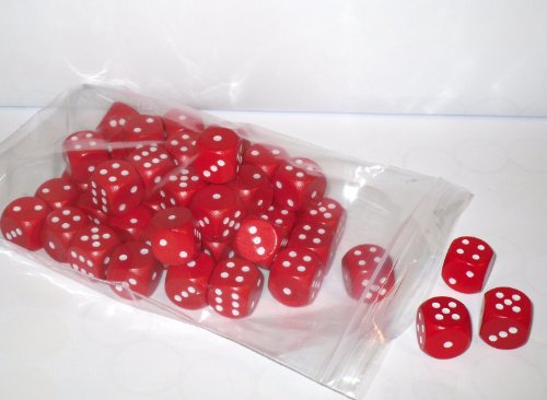 Preisvergleich Produktbild 50 Würfel aus Ahornholz (16 mm)-rot