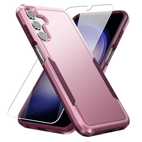 Warsia for Galaxy A15 5G Phone Case with HD Screen Protector, Pink