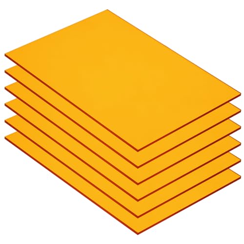 Image of MECCANIXITY 6 Pcs PMMA Acrylic Sheets Colored Transparent 7 x 5Inch Yellow Acrylic Sheets for DIY Projects, Art, Crafting, Laser Cutting & Engraving