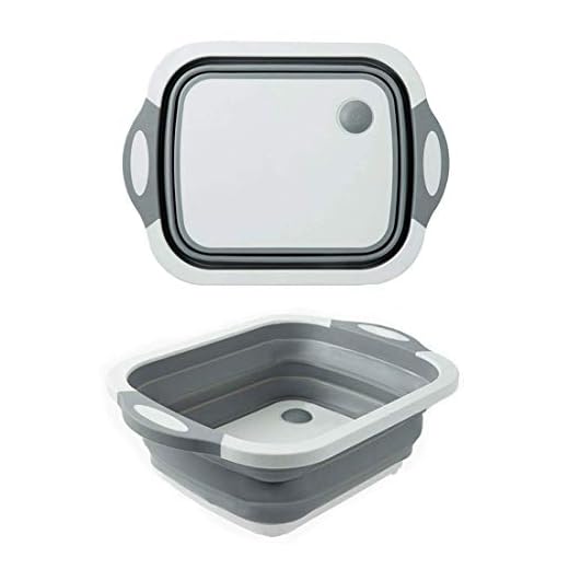 Collapsible Washing Up Bowl, Innovations Multi Function Bowl Drying Rack, Portable Cutting Board, Retractable Drain Washing Basket Basin Vegetable Fruit Tray for for Camping, Picnic, Kitchen