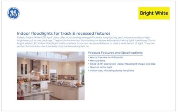 Miniatura 3 de GE Bombillas LED Br30 clásicas equivalentes a 65 W, regulables, color blanco brillante, paquete de 6