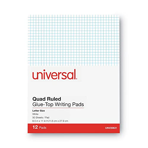 Image of Quadrille-Rule Glue Top Pads, Quadrille Rule (4 sq /in), 50 White 8.5 X 11 Sheets, Dozen