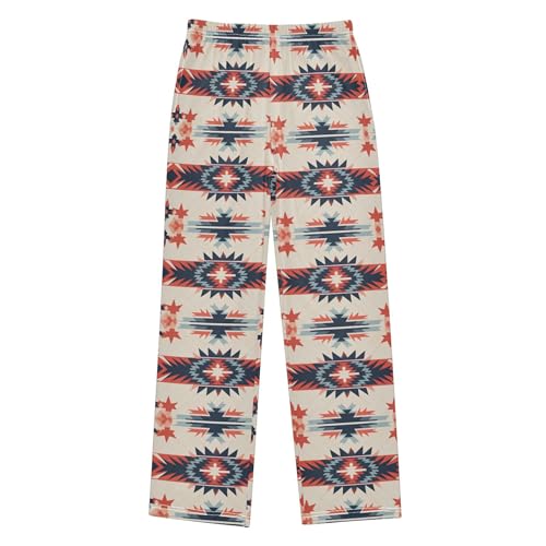 Bohemia Geometry Retro Long Pajama Pants Elastic Waist PJ Bottoms with Pockets S A1114652