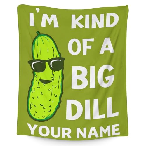 Custom Pickle Throw Blanket for Girls Boys - 40x50 Inches Crib Size - Soft Fluffy Cozy Blankets Gift - Green Funny Blanket Throws for Travel, Office