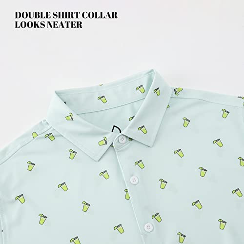 Deolax Mens Polo Shirts Moisture Wicking Dry Fit Performance Mens Golf Shirt Regular Fit Fashion Print Short Sleeve Polo Light Green #TOP4