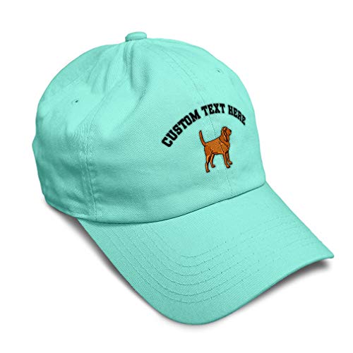 Custom Soft Baseball Cap Bloodhound Embroidery Dogs Breed Twill Cotton Sideview Dad Hats for Men & Women Mint Personalized Text Here