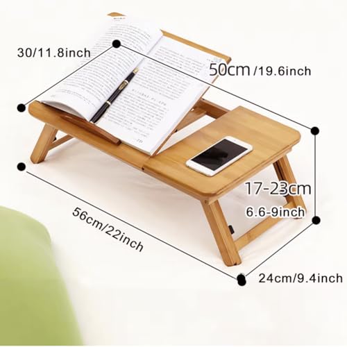 CuisinSmart Foldable Lap Desk with Adjustable Angle & Height, Bamboo Laptop Bed Tray, Portable Bed Table for Dorm Room, Floor Desk for Breakfast, Reading, Writing - Thumbnail 2