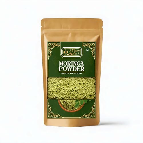 J J crunch N munch Premium Natural Moringa Powder, Green Superfood Supplement, Resealable Pouch (70 Gram)