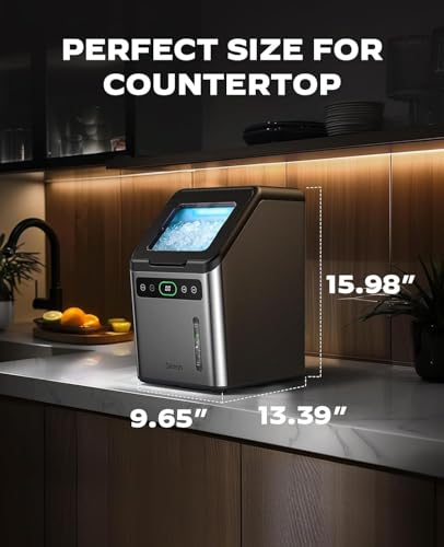 Image of Silonn Countertop Nugget Ice Maker, 44lbs /Day Soft Chewable Pebble Ice, One-Click Self-Cleaning, Compact Ice Machine for Home Kitchen Office Party, Stainless Steel