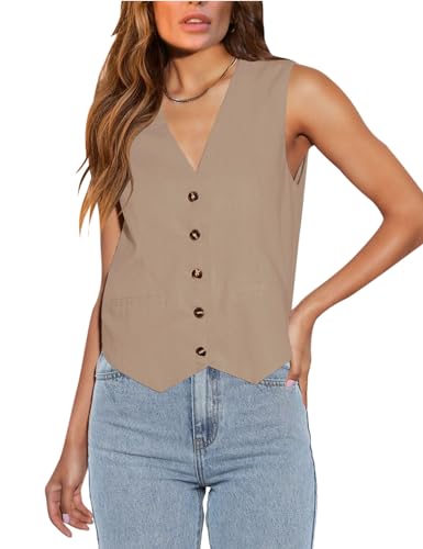 Floral Find Womens Casual Button Down Sleeveless Vest Fully Lined...