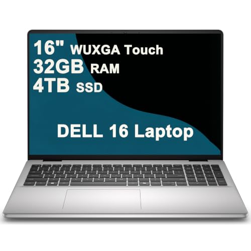 Image of Dell 16 Business Laptop 16 inch 2K WUXGA Comfortview Touchscreen Intel 10-core Core 7 150U 32GB DDR5 4TB SSD Backlit Fingerprint Wi-Fi6E FHD Camera Type-c ExpressCharge Long-Lasting Battery Win11Pro