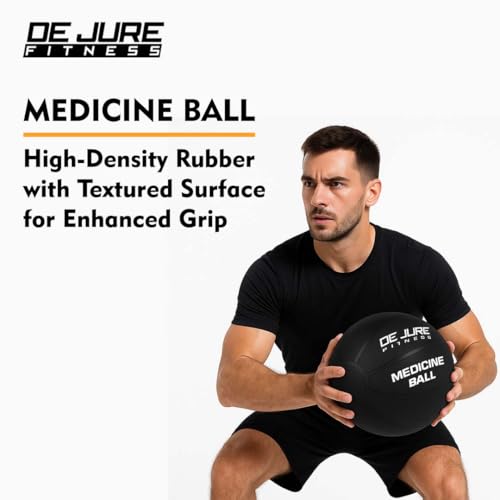Image of DE JURE FITNESS Medicine Ball | Rubber Exercise Ball with Textured Grip | Full Body Workout Ball for Core Strength, Balance, Functional Training | Upper & Lower Body Home Gym Equipment - 5 KG