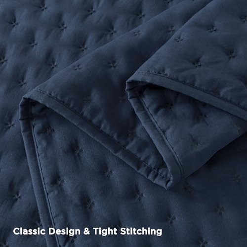 Image of Andency Navy Blue King Size Quilt Bedding Set (106x96 Inch), 3 Pieces Soft Lightweight Bedspread Coverlet, Boho Summer Quilt King Size for All Season(1 Quilt, 2 Pillow Shams)