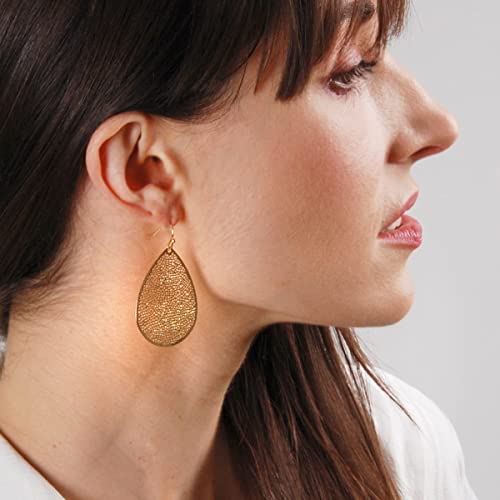 Teardrop Dangle Earrings for Women - Gold, Rose, or Silver Tone Delicate Lightweight Filigree Statement Earrings 5