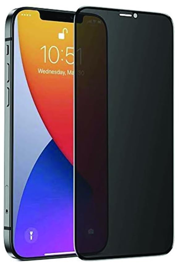 Image of DPJ Privacy Tempered Glass Screen Protector For iPhone 12 and iPhone 12 Pro (6.1 Inch) | Edge-To-Edge Protector [Privacy] [Pack of 1]