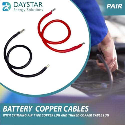 Image of Daystar 35 Sq Mm (2 Guage) Red and Black Charge Controller Cable | Battery Connecting Cables (2 Feet Each)
