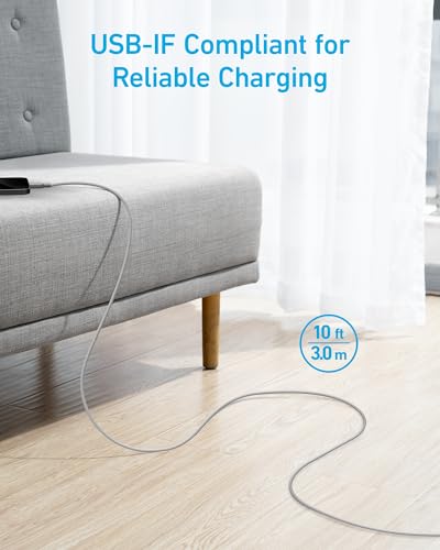 image for Anker USB A to USB C Cable, Charger Cord (2 Pack, 10FT), for iPhone 17