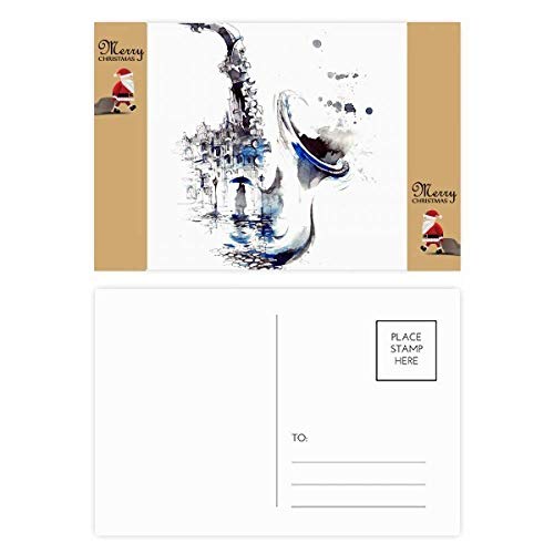 Parapluie aquarelle de Noël saxophone : cadeau d'invité original en lot de 20