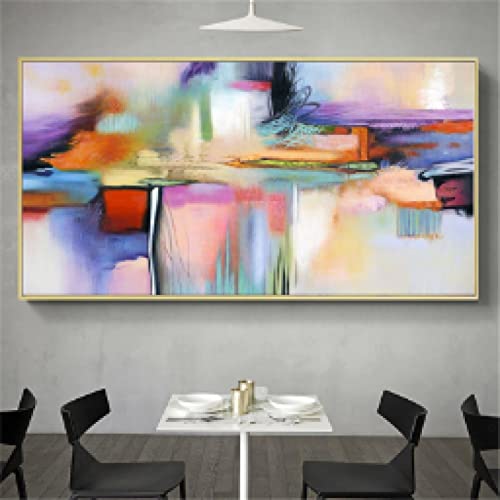 Tableau abstrait coloré grand format idéal pour la décoration du salon