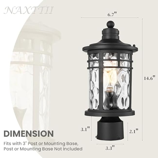 Outdoor Post Light Pole Light Fixture Exterior Lamp Post Lantern 14.6 Inch