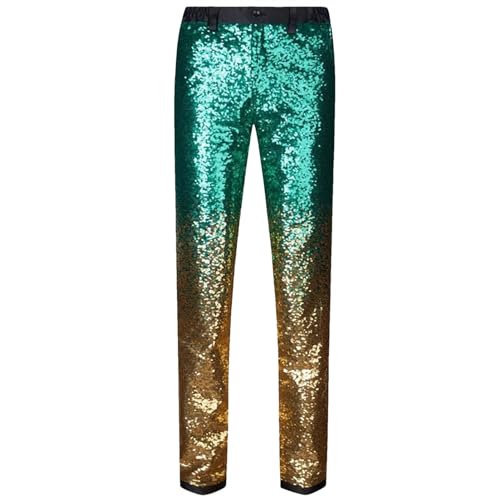 Purple Gradient Sequin Glitter Pants Men Slim Fit Straight Dress Trousers Mens Party Stage Prom Singer Suit Pants
