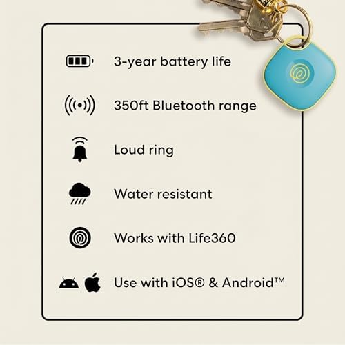 Life360 Tile - Bluetooth Tracker, Keys Finder and Item Locator for Keys, Bags and More. Phone Finder. Both iOS and Android Compatible. 1-Pack (Aqua Lemon) — view 7