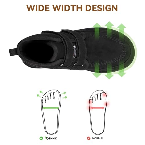Image of Women's Wide Toe Waterproof Chelsea Orthopedic Boots Ankle Slip on Booties Low Heel Comfortable Flat Lightweight Walking Boots