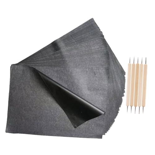 SEWACC 55 Piezas Transferir Papel De Copia Papel De Trazar Papel De Transferencia De Grafito Papel Carbón Para Calcar Sobre Madera Papel De Impresora De Plantilla De Metal Black
