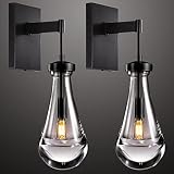 Joyunleo Wall Sconces Set of Two, Rain Drop Sconces Wall Lighting, Black Wall Light Fixtures Indoor,