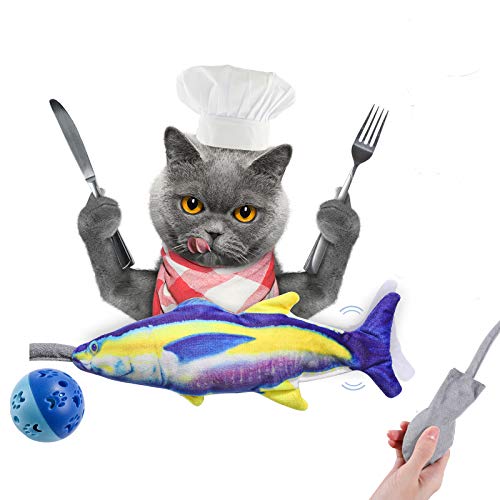 NVTED Floping Fish Cat Toy,Realistic Flopping Wagging Fish Fun Toys, Interactive Safe Catnip Plush Pet Toys with Kitty Funny Ball NVTED Floping Fish Cat Toy,Realistic Flopping Wagging Fish Fun Toys, Interactive Safe Catnip Plush Pet Toys with Kitty Funny Ball