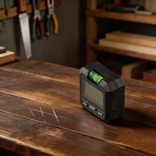 Digital Protractor Inclinometer with Magnetic Base 0 360° Angle Finder Gauge ±0.2° Accuracy Backlit Display Hold Functions Woodworking Construction
