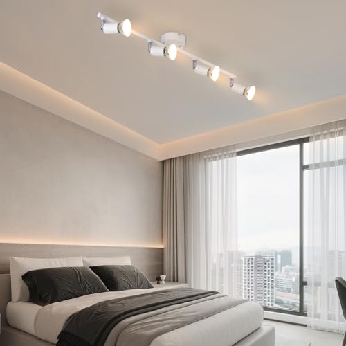 Glitzerlife LED Deckenlampe 4 Flammig Deckenstrahler - Deckenleuchte Weiß GU10 ModernSchlafzimmerlampe Strahler Innen Deckenspots für Wohnzimmer Badezimmer Küche Büro Ohne Leuchtmittel