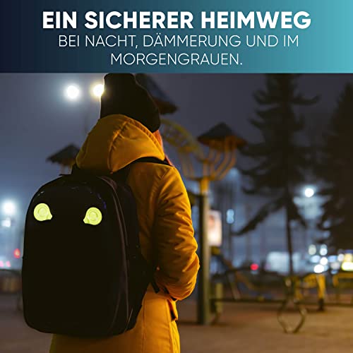 KD-TECH 5er Set Magnet-Reflektoren - Reflektierende Ansteckmagnete für maximale Sichtbarkeit - für Rucksack, Jacke, Kinderwagen und mehr (Grün)