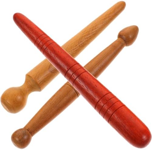 FOMIYES Traditional Thai Wooden Massage Sticks, Reflexology Hand Foot Massage Tool, Trigger Point Massager for Face Back and Neck Release 3pcs