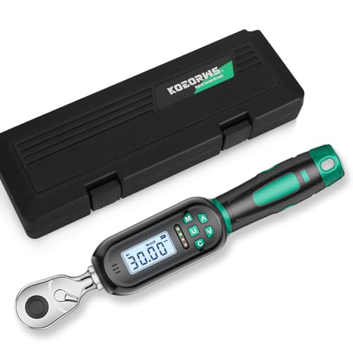 KOEORWS 1/4 Inch Drive Digital TorqueWrench, 1.11-22.13Ft.lb/1.5-30N.m, Small Electronic Torque Wrench with Preset Value, Buzzer & LED Indicator, ±2% Accuracy Torque Wrench for Bike, Bicycle