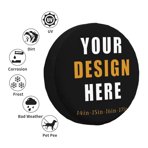 Image of Custom Spare Tire Cover Personalized Wheel Tire Covers Add Your Own Photo Text Logo Waterproof Dust-Proof Universal Wheel Tire Protectors Fits Tire for Trailer RV SUV, 15 in