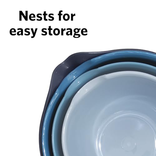 Glad Mixing Bowls with Pour Spout, Set of 4 - Nesting Plastic Bowls (1.2qt, 1.9qt, 2.8qt, and 3qt with Handle) - Non Slip Base, Dishwasher Safe Kitchen Cooking and Baking Supplies, Blue - image 4