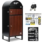 PYKES PEAK 宅配ボックス ポスト一体型 ポスト付き 大容量 おしゃれ 防水 置き配 盗難防止 案内ステッカー付き 大型 屋外 戸建て用 「 HAZUKI 」 （ディープウッド）