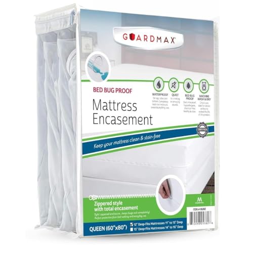 Guardmax Queen Mattress Encasement with Zipper, Waterproof, Bed Bug Proof,