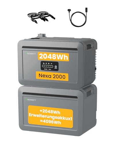 Balkonkraftwerk Speicher 4096Wh Growatt NEXA 2000 Speicher All-in-One 2048Wh Speicher mit 4 MPPT 2600W PV-Eingangsleistung für Balkonkraftwerke (NEXA2000+2048Wh Akku*1)
