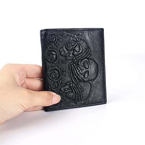 Heibai Xiong Goth Skull Wallet For Men Bifold Punk Skeleton Cool Leather Wallets Billfold #TOP1