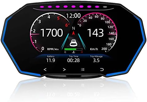 Digital OBDII Speedometer, ACECAR Car Head Up Display with OBD2/EUOBD Interface, Plug and Play HUD with Vehicle Speed KM/h MPH, RPM, Clock, OverSpeed Warning, for Most Vehicles After 2008