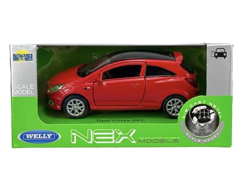 Welly Opel Corsa OPC D Rot 3 TÜrer ca 1/34-1/39 Metall Modell Auto Die Cast Neu im Kasten