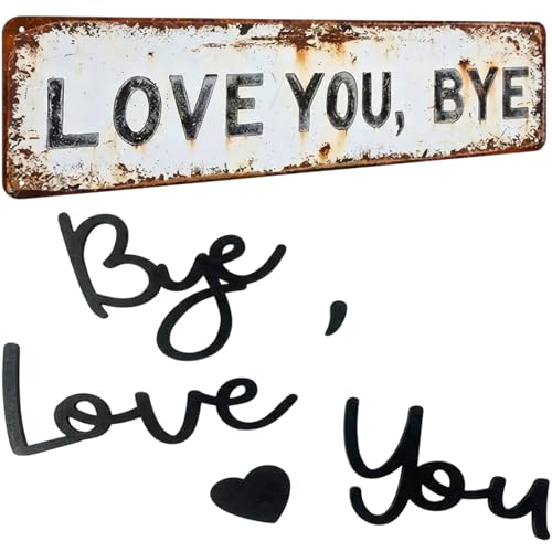 2 PCS Love You Bye Sign Love You Bye Above Door Sign Heartfelt Doorway Greeting Set of Two Wall Art Pieces Sentimental Housewarming Gift for Homeowners