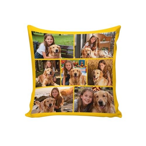 Custom4U Custom Pillow with Picture & Text Two-Sides Customized Photo Pillowcase Personalized Pillowcover Hoom Decor Love Gifts for Adults Kids Pets (Optional Pillow Insert) Style a - 7 Phot