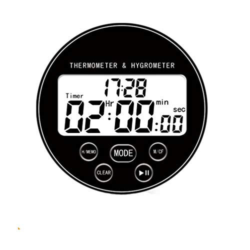 Hemoton 1 Pieza Medidor de Temperatura y Humedad con Grande Pantalla Digital Termómetro Redonda Higrómetro para Hotel Oficina Laboratorio Hospitalario Sin Batería