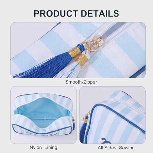 Set de 2 bolsas para fichas y dados de Mahjong azul miniatura 3