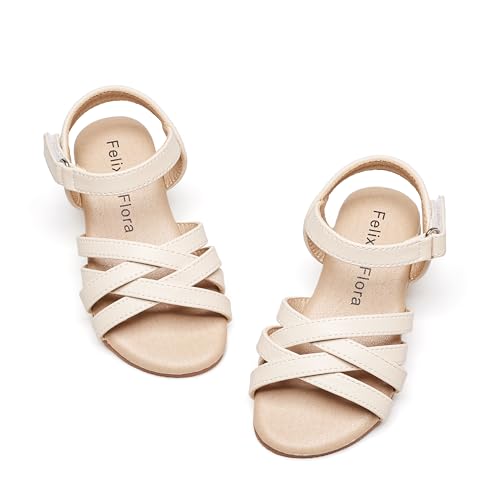 Image of Felix & Flora Toddler Girl Sandals - Little Girl Easter Dress Shoes Lightweight Open Toe Beach Holiday Flats