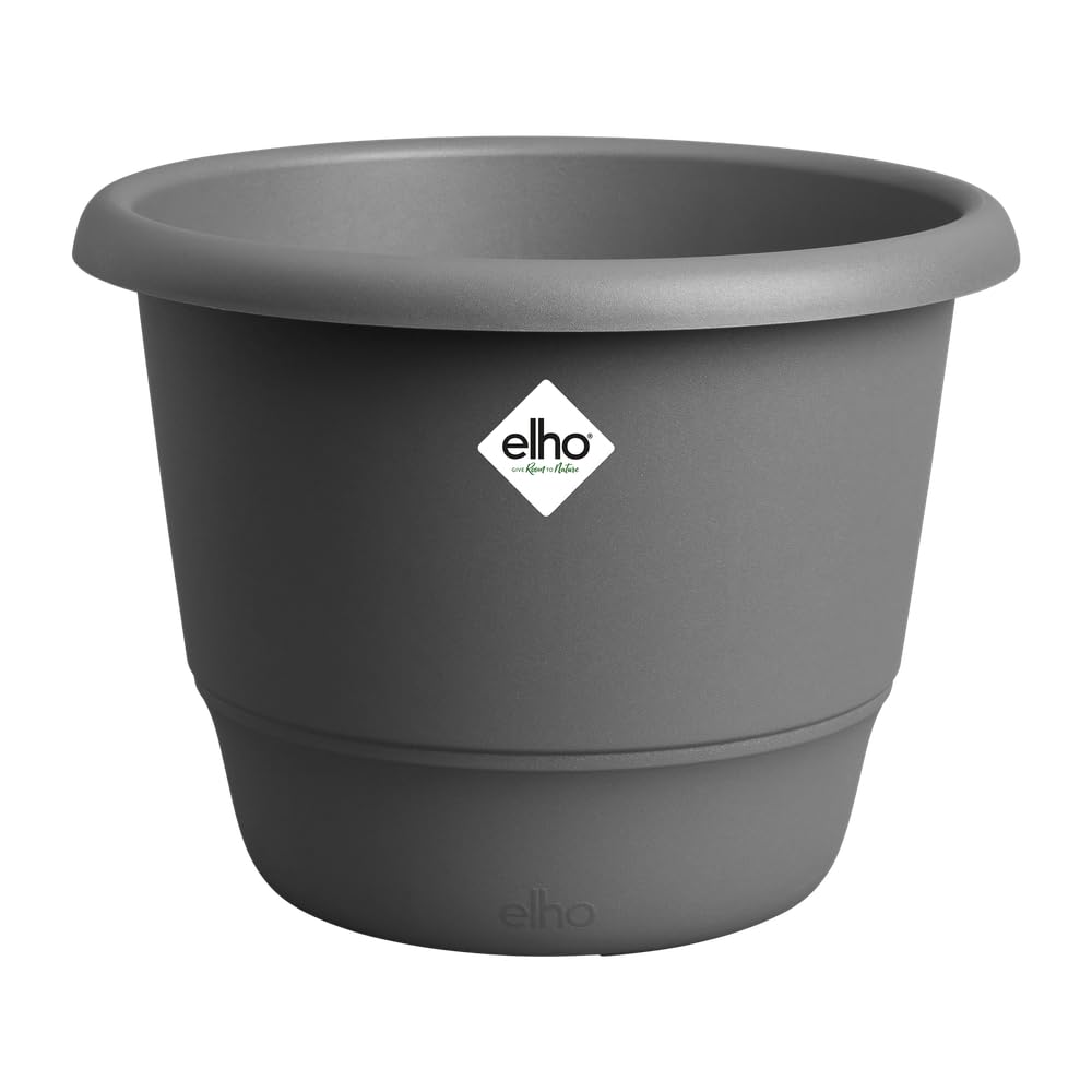 elho Amiga Round 47 - Plant Pot for Indoor & Outdoor - 100% Recycled Plastic - Ø 47.0 x H 35.3 cm - Black/Anthracite